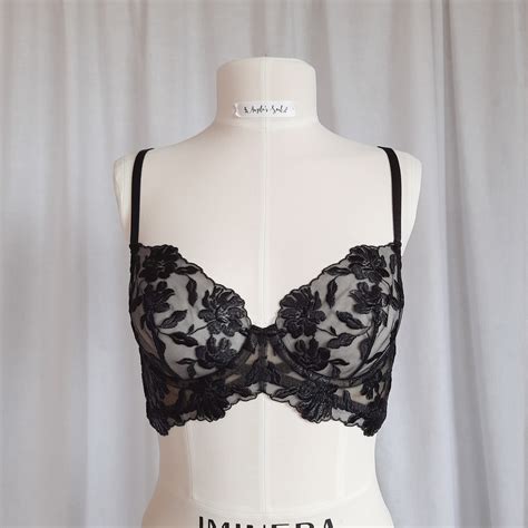 Embroidered Lace Lingerie Set Black Bustier Sexy Panties Sheer Thong Mesh Underwear Back