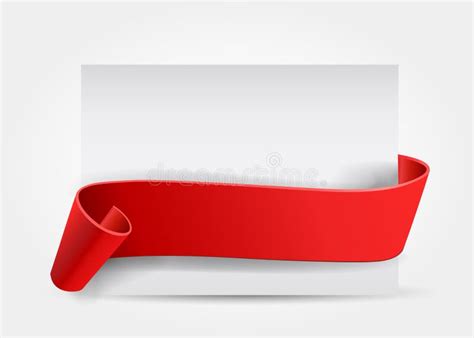 Realistic Curved Red Paper Banner On White Background Congratulations