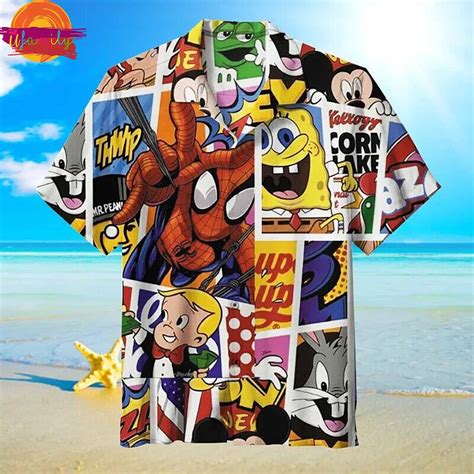 Cartoon Characters Limited Edition Hawaiian Shirt - Thoughtful ...