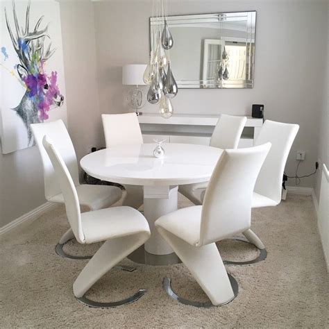 White high gloss extendable dining table and 6 chairs | in Weston-super ...