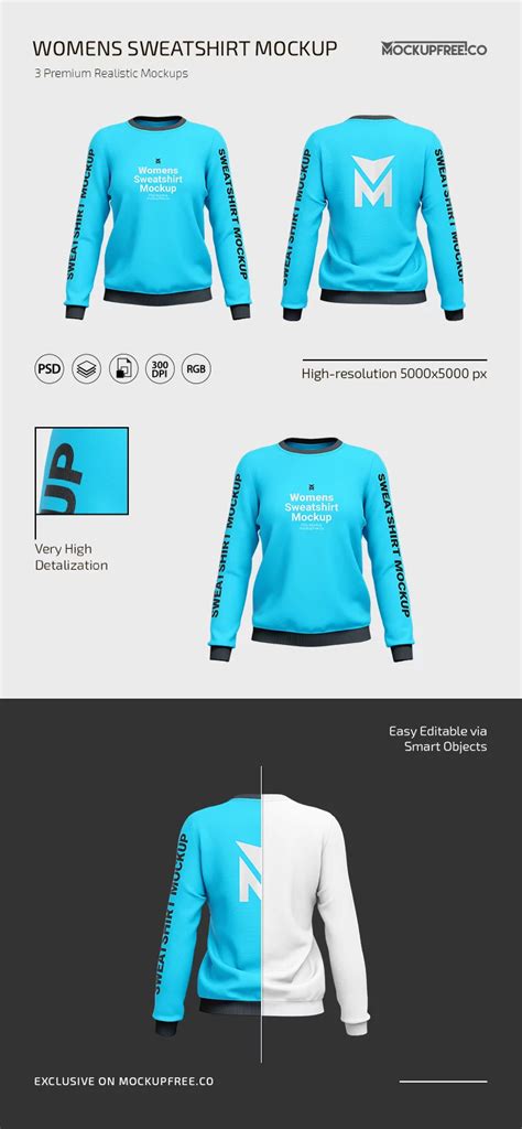 Women S Sweatshirt Mockup For Photoshop PSD