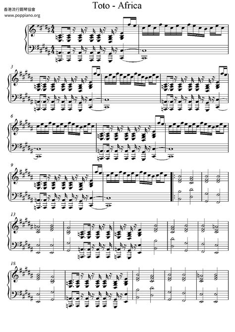 Toto Africa Sheet Music Pdf Free Score Download ★