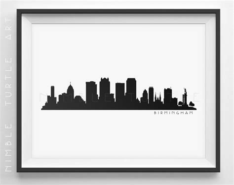 Birmingham Skyline Silhouette Printable Skyline Etsy