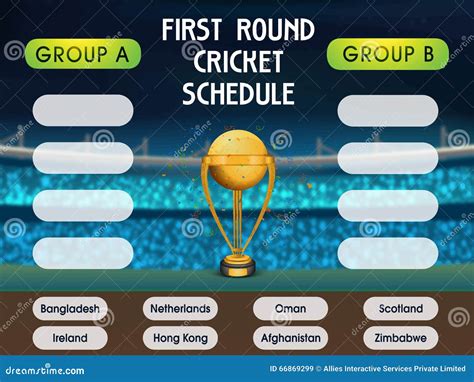 Cricket Match Schedule with Participant Countries. Editorial Stock ...