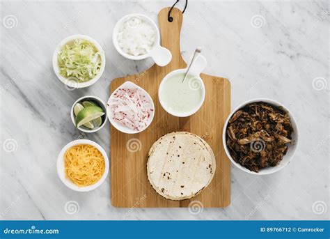 Carnitas Taco Fixings stock photo. Image of platter, food - 89766712