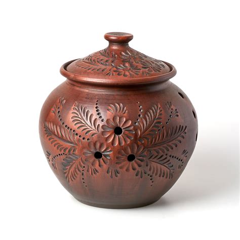 Круглый глиняный горшок для хранения лука и чеснока купить недорого в ...