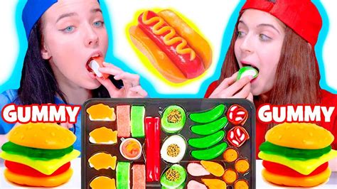 Asmr Eating Only Gummy Candy Gummy Sushi Set Candy Race Mukbang Youtube