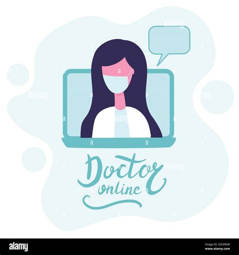 Doctor Online Vector Illustration In Flat Style Lettering Calligraphy