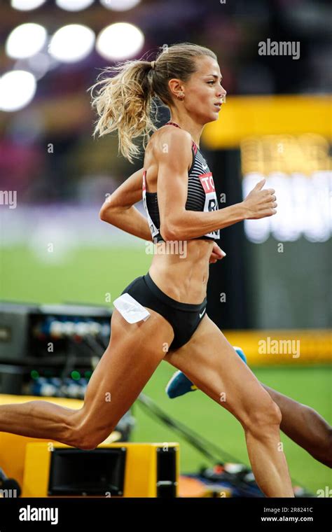 Melissa Bishop-Nriagu participating in the 800 m at the World Athletics ...