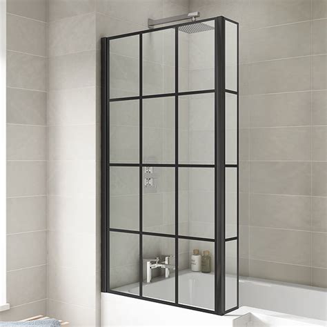 Toreno Black Framed L Shape Bath Screen