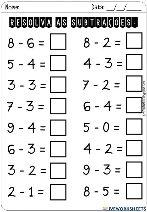 Atividade De Adição E Subtração Para Educação Infantil