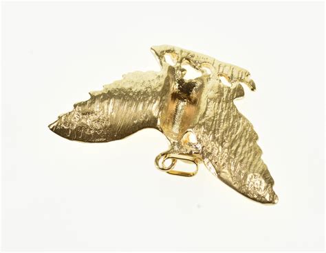 14K Diamond Cut Soaring Flying Eagle Bird Yellow Gold Pendant