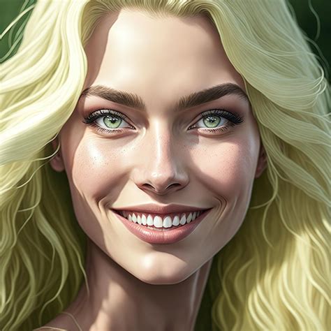 Premium AI Image A Portrait Of A Woman With Blonde Hair And Green Eyes