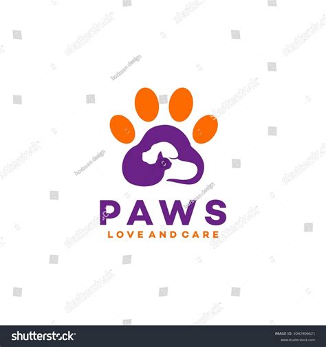 Cat Dog Paws Logo Design Vector Stock Vector (Royalty Free) 2042906621