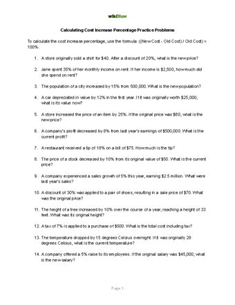 how to calculate cost increase