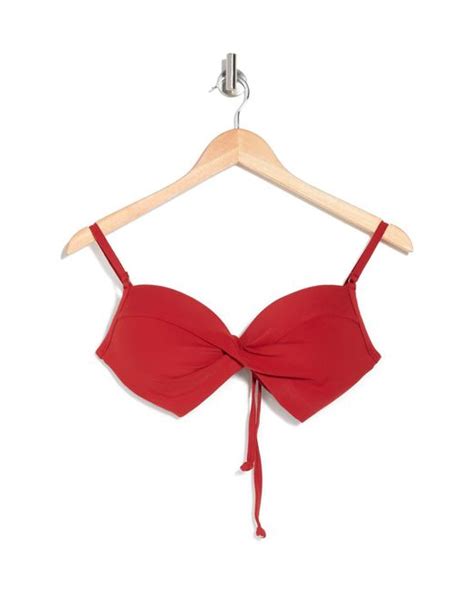 Robin Piccone Ava Twist D Cup Bikini Top In Brick At Nordstrom Rack In