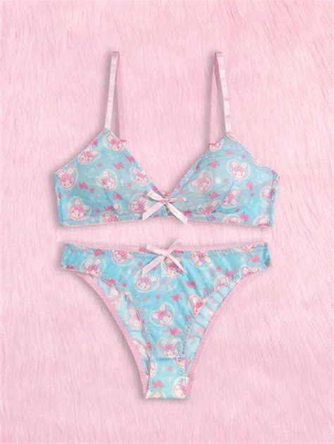 Romwe Kawaii Cartoon Print Lingerie Set Shein Usa