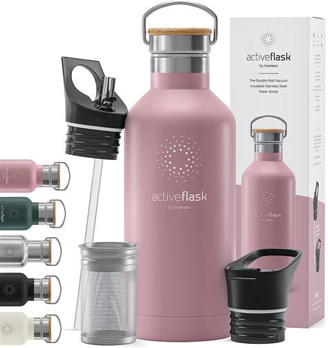 Stainless Steel Water Bottle + Straw (3 Lids) - Leak-Proof & BPA-free