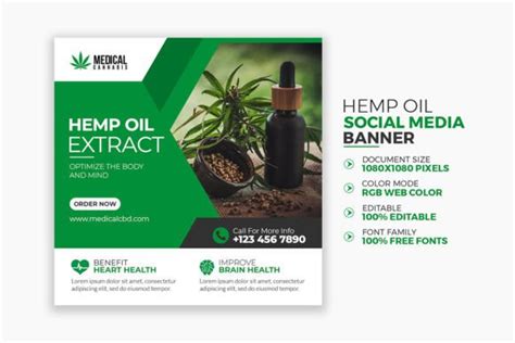 Hemp Oil Promotional Social Media Post Graphic By Rashed Hasan