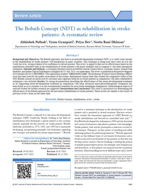 The Bobath Concept (NDT) As Rehabilitation in Stroke Patients ...