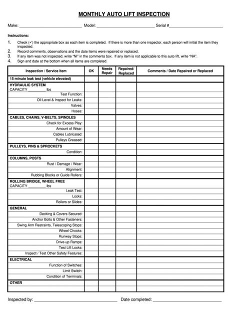 Daily Vehicle Inspection Checklist For Free Sample Example