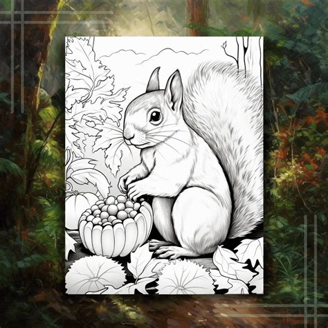 Squirrel Coloring Page Realistic
