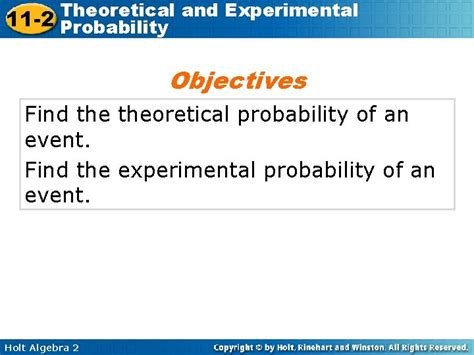 Theoretical And Experimental Probability Section