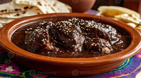 Rich Mole Poblano Chicken Dinner, Exquisite Mexican Cuisine 55302483