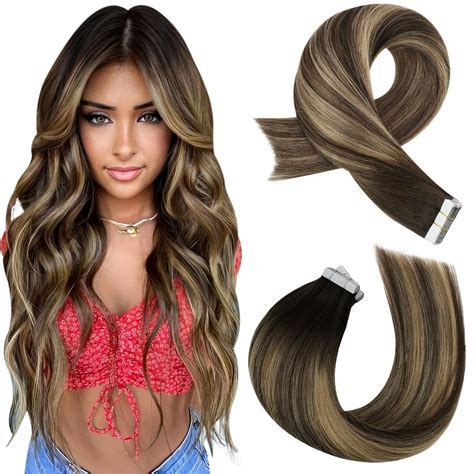 Amazon Moresoo Balayage Tape In Human Hair Extensions Brown To