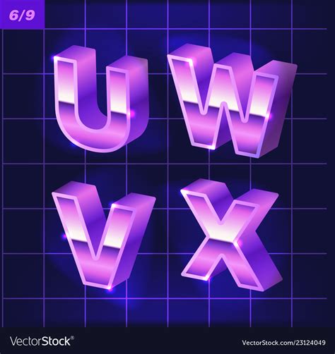 80 S Retro Alphabet Font Metallic Effect Type Vector Image