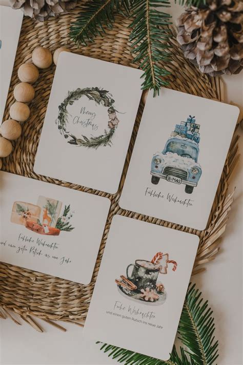 Weihnachtskarten 6 Karten Im Set Postkarte Weihnachten Mit Etsy In