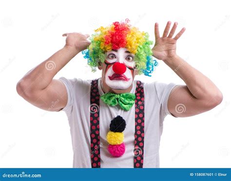 Funny Clown Acting Silly Isolated on White Background Stock Image ...