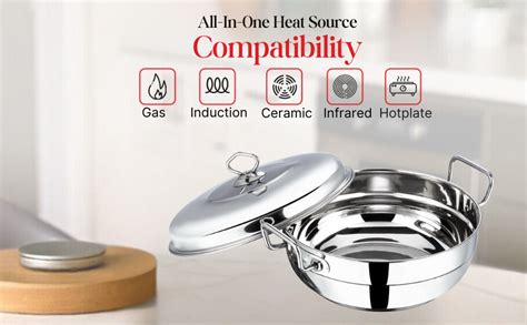 vinod stainless steel  pcs multi kadai induction friendly buy