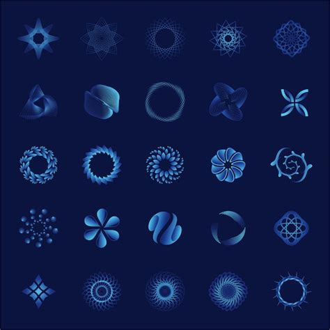 Premium Vector Vector Set Of Abstract Geometric Shapes On Blue