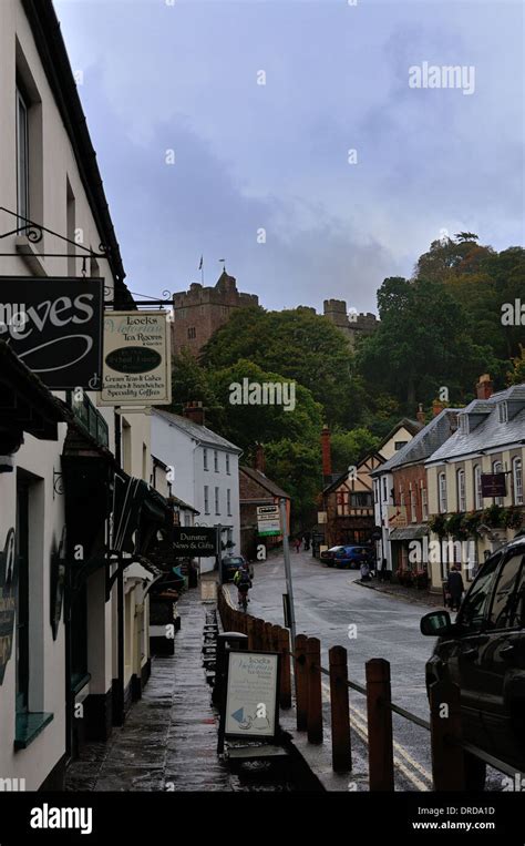 dunster high street stock photo alamy