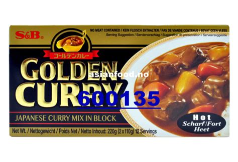 S B Golden curry sauce mix HOT 200g LØS 60stk krt Asian Food Import