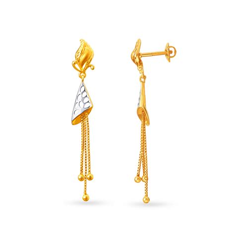 Buy Glossy Gold Drop Earrings At Best Price Tanishq Uae