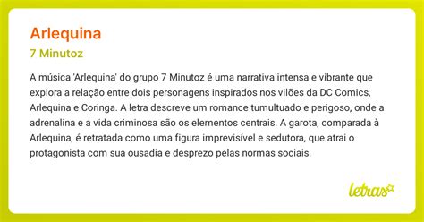 O Que Significa Arlequinas - Significado da música ARLEQUINA (7 Minutoz) - LETRAS.MUS.BR