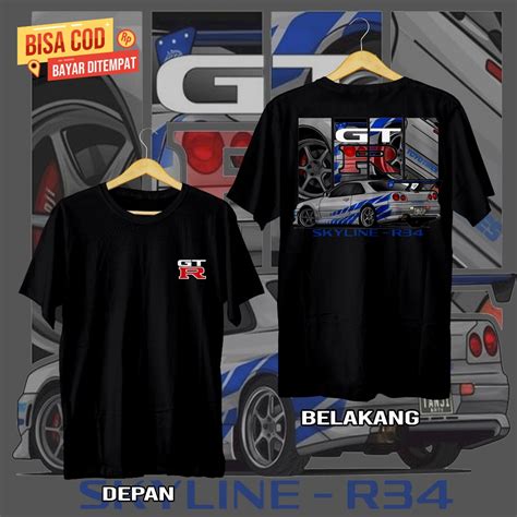 Jual KINGS IDN Kaos Baju Mobil NISSAN SKYLINE R34 2 FAST 2 FURIOUS