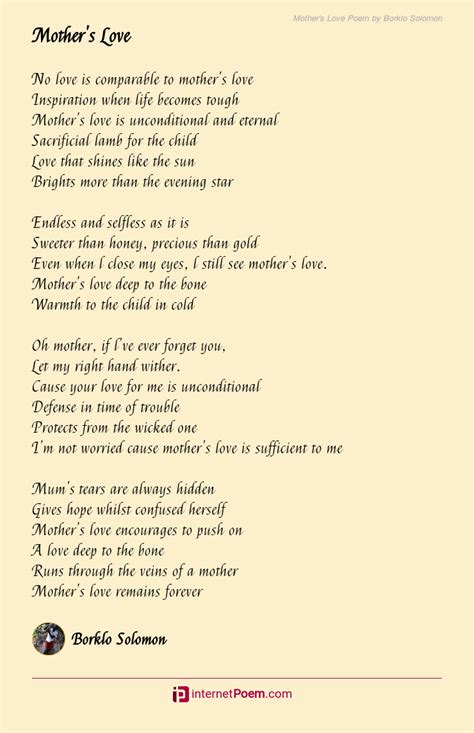 Mother's Love Poem by Borklo Solomon