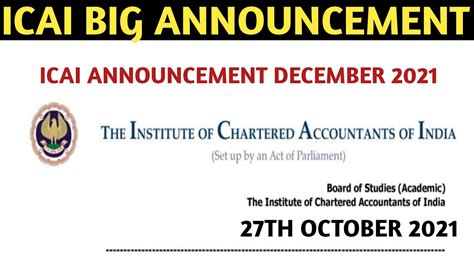 Icai Important Announcement Ca Exams December Youtube