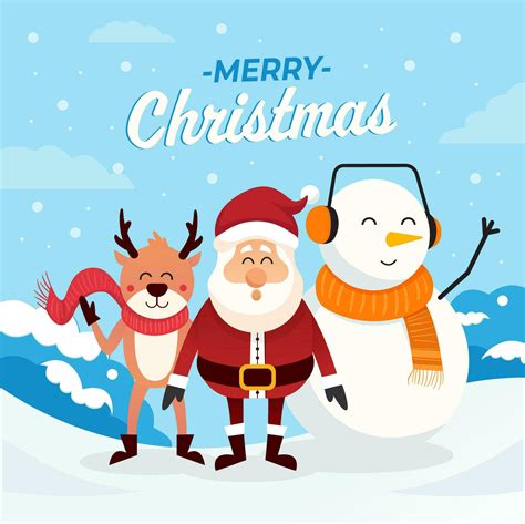 Santa Claus With Merry Christmas Lettering Design Vector Art