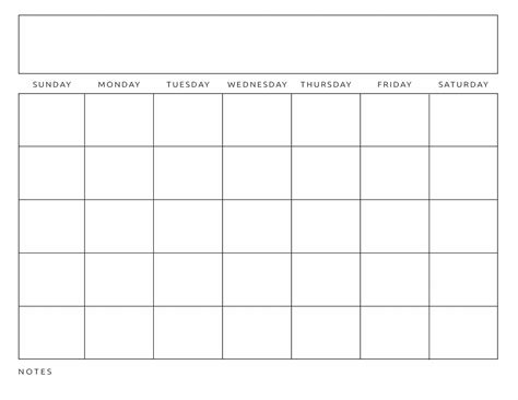 Large Blank Printable Monthly Calendar - 2026 Calendar Printable