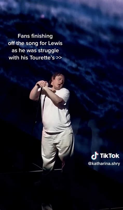 Lewis Capaldi fans help as he fights Tourette's symptoms on stage