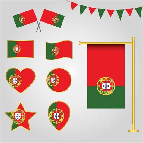 Coleção vetorial de emblemas e ícones da bandeira de portugal europa em