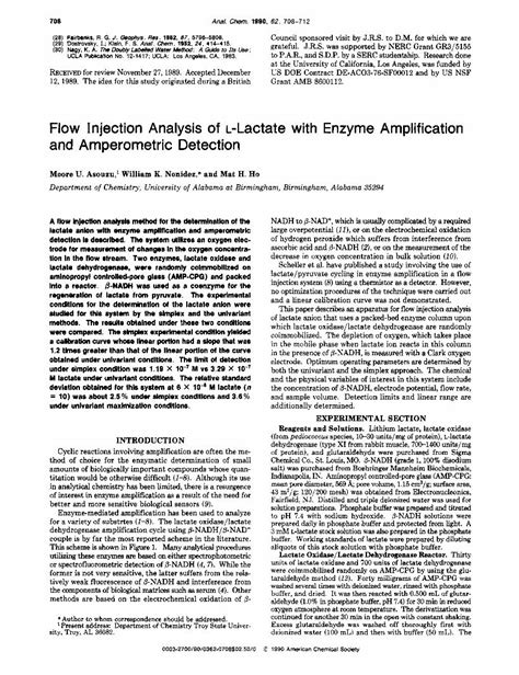 PDF Flow Injection Analysis Of L Lactate With Enzyme Amplification