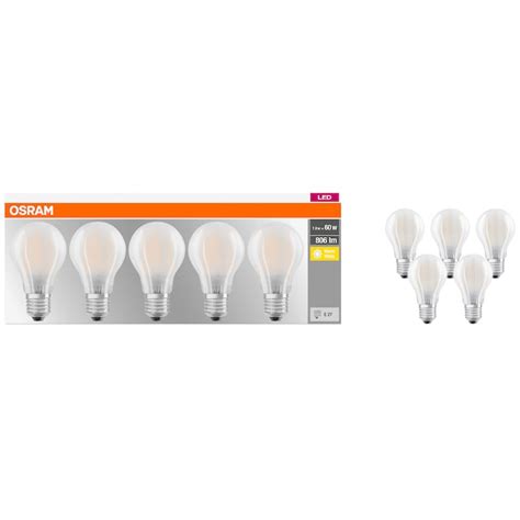 Set 5 Becuri Led Osram A60 E27 7w 60w 806 Lm Mat Lumina Calda