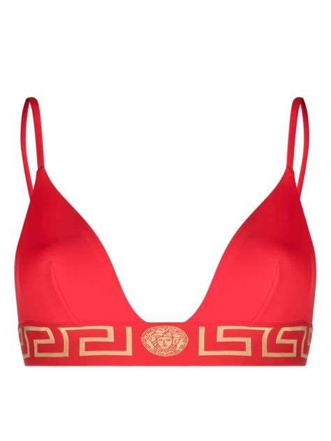 Versace Greca Border Triangle Bikini Top Farfetch