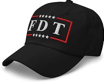 RIVEMUG NX FDT Embroidered Curved Bill Cap Relaxed Fit Low Crown Adjustable Fuck Trump Hat Black