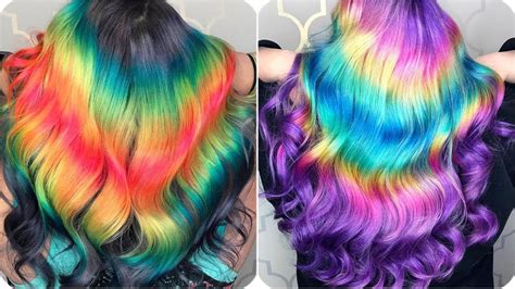 Colorful Hair Ideas 💙rainbow Color Hair Transformation Hairstyle